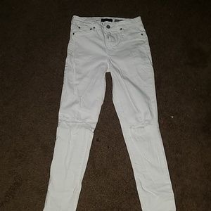 White high waisted ripped knee jeans